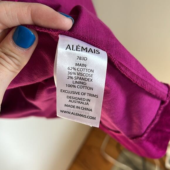 Alemais Rosario Long Puff Sleeve Cut Out Mini Dress Size 4 Fuchsia - Picture 6 of 7